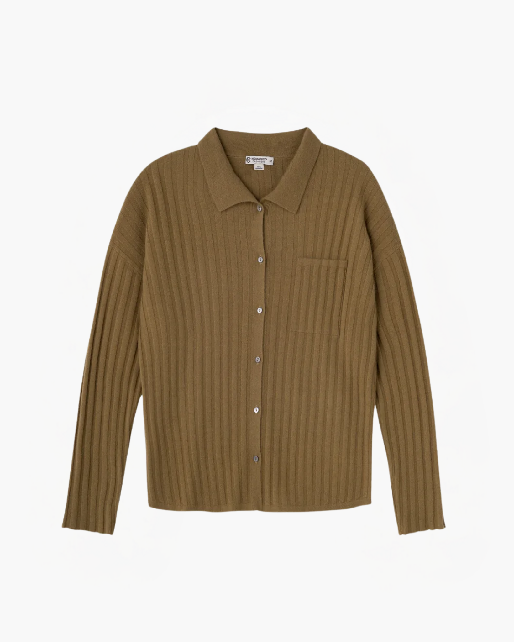 【CO】 BROWN-BEIGE CASHMERE rib-knit polo Men's Rib Polo | Wool-Cashmere Style | True Craftsmanship