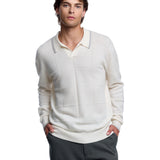Square Knit Polo Sweater