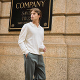 Square Knit Polo Sweater