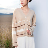 Striped V-neck Cardigan