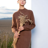 High-Neck Midi Length Dress