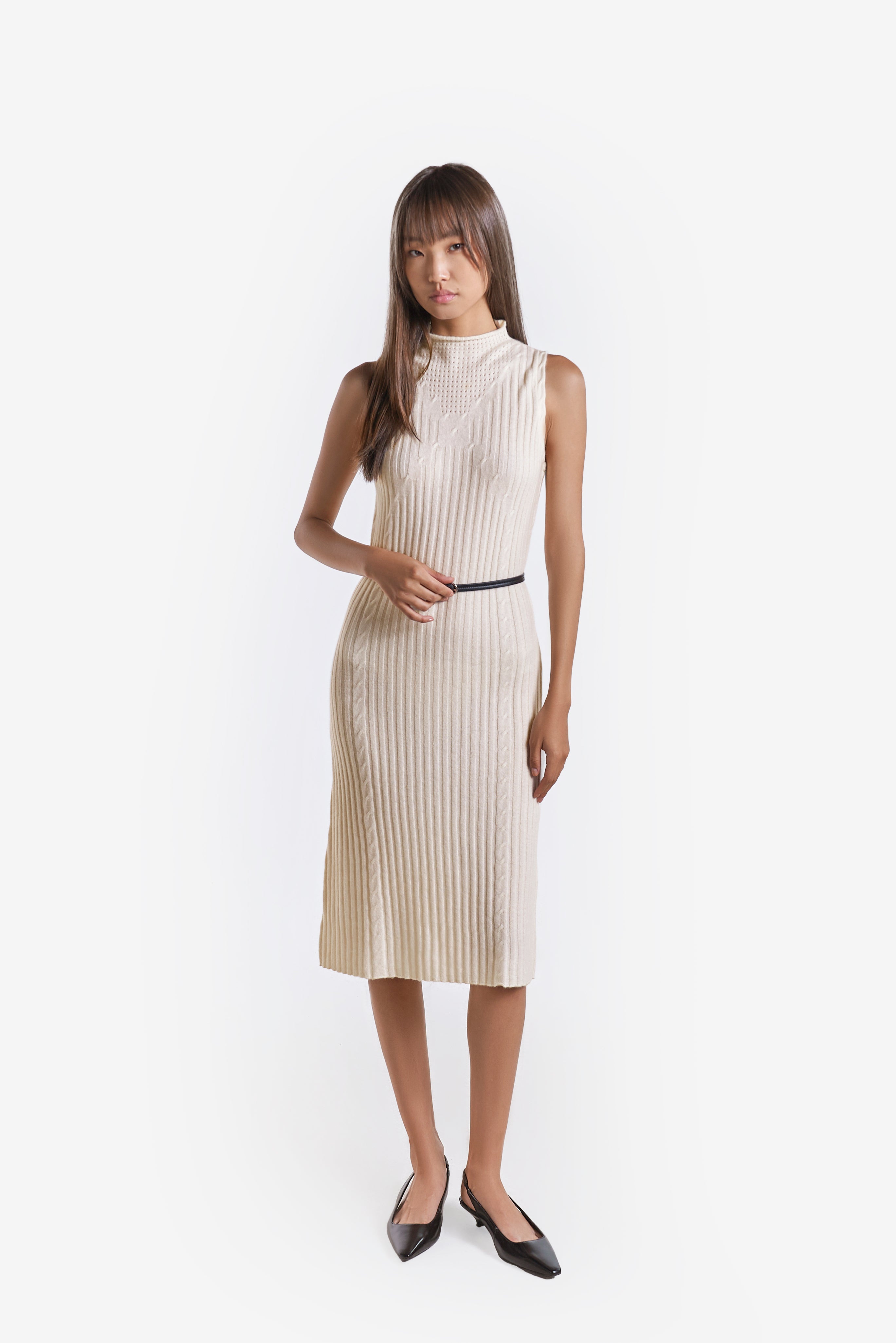 Rib-knit Sleeveless Dress White / XS Rib-knit Sleeveless Dress White / XS