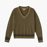 Striped Trim V-neck Sweater