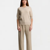 Short Sleeve Cable Detail Top