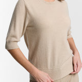 Short Sleeve Cable Detail Top