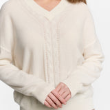 V-Neck Cable Knit Sweater
