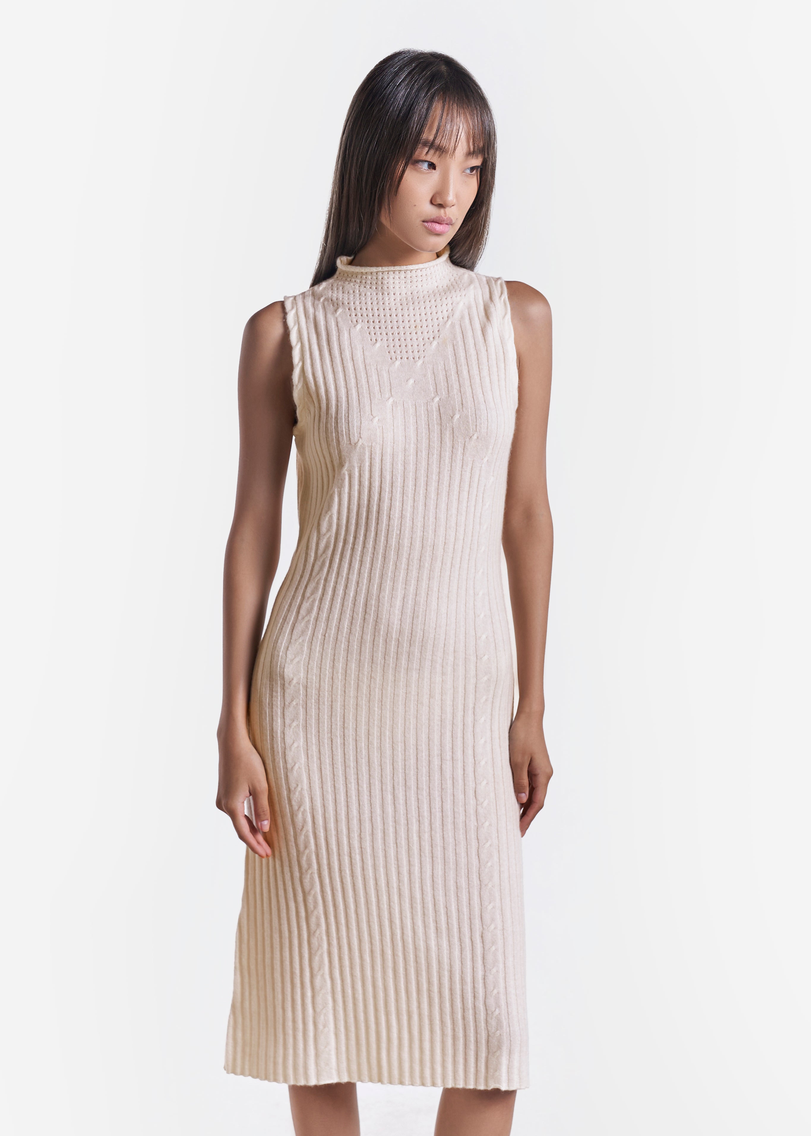 Rib-knit Sleeveless Dress