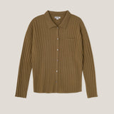 Ribbed Polo Button-Up Shirt