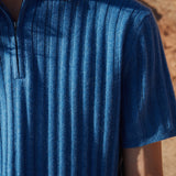 Rib-knit Polo Shirt