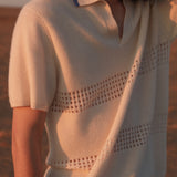 Open-knit Detailed Polo Shirt