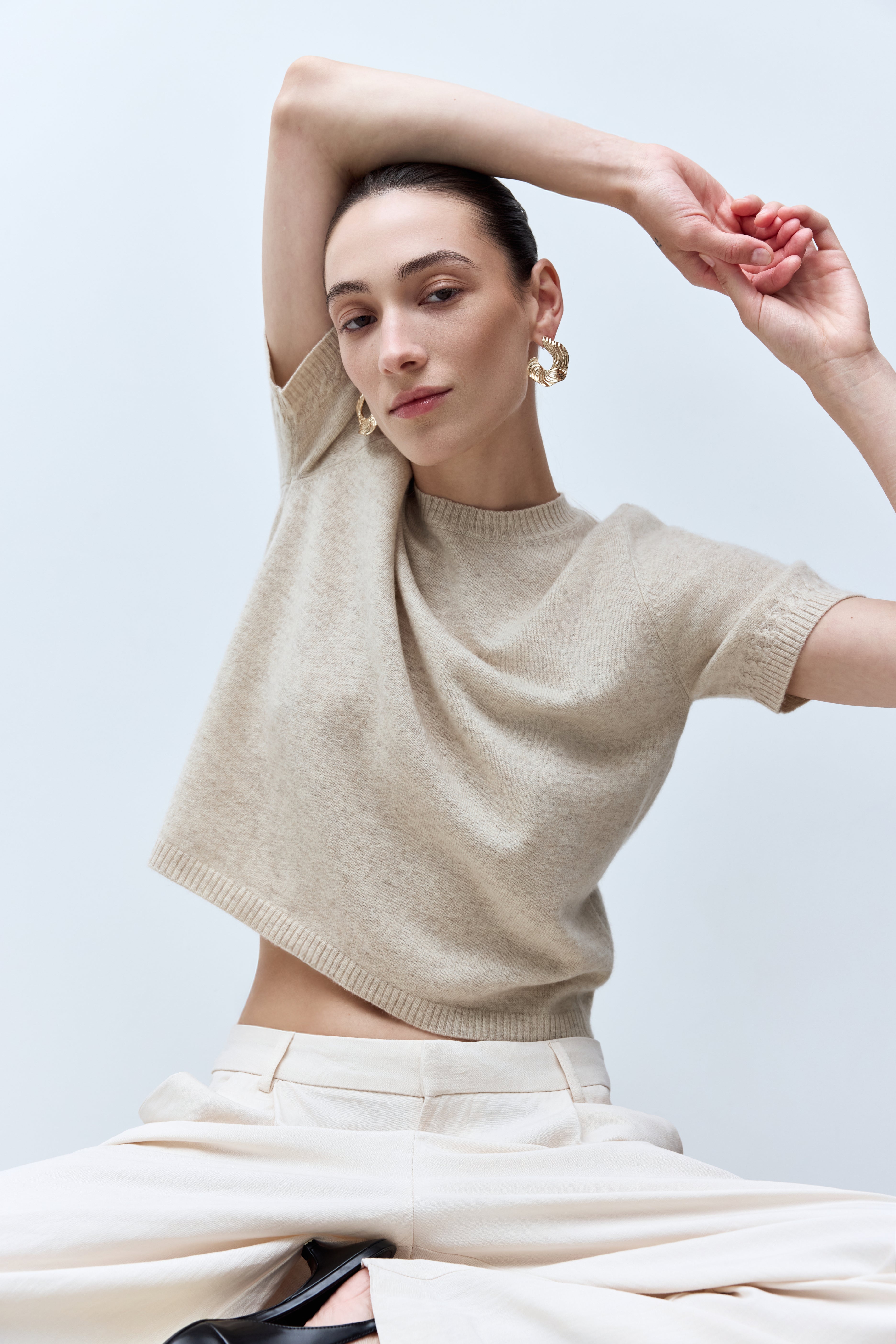 Open-knit Detailed Polo Shirt – NOMADICO CASHMERE