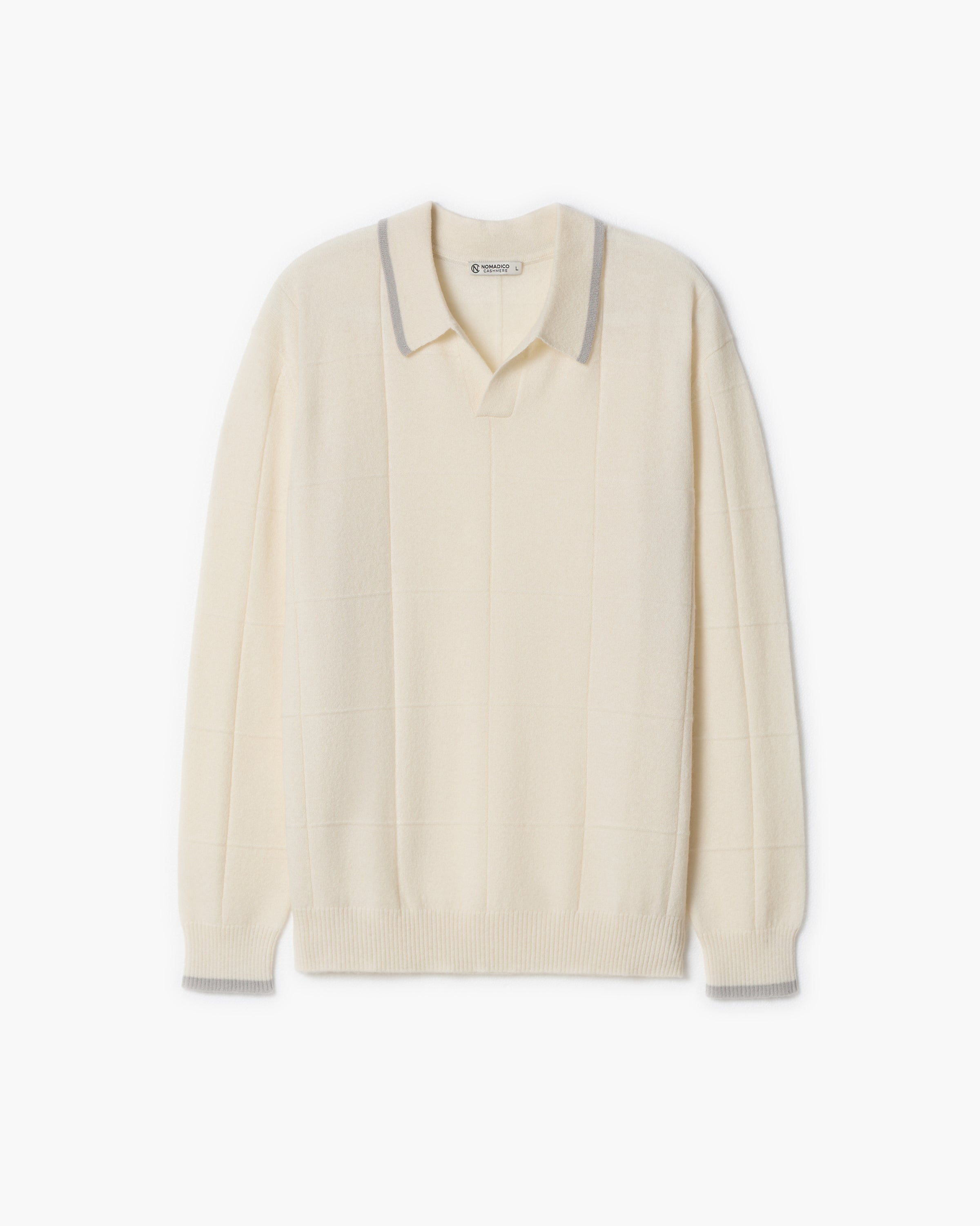 Square Knit Polo Sweater