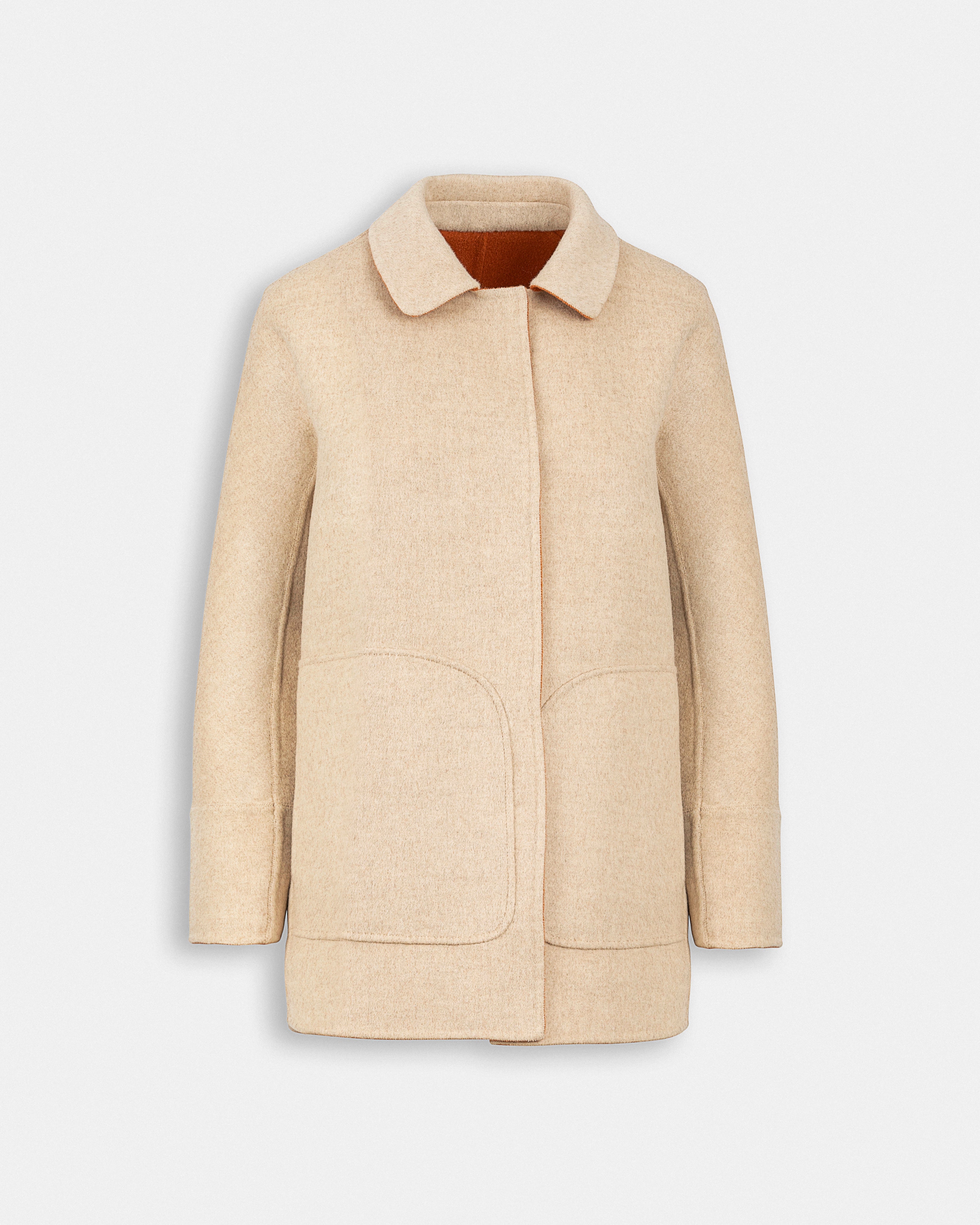 Cashmere Short Coat is reversible, crafted from two tone double-faced fabric, suitable to wear anytime and anywhere. 